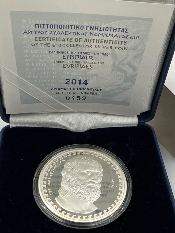 Ελλάδα 10 Ευρώ 2014, Ευριπίδης, Ασημένιο PROOF PGC - Image 2